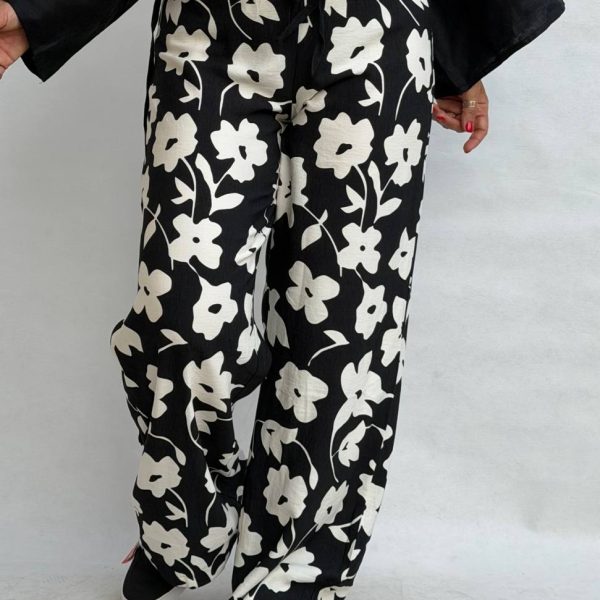 شلوار لینن گلدار زنانه کد SHL W PNT 003